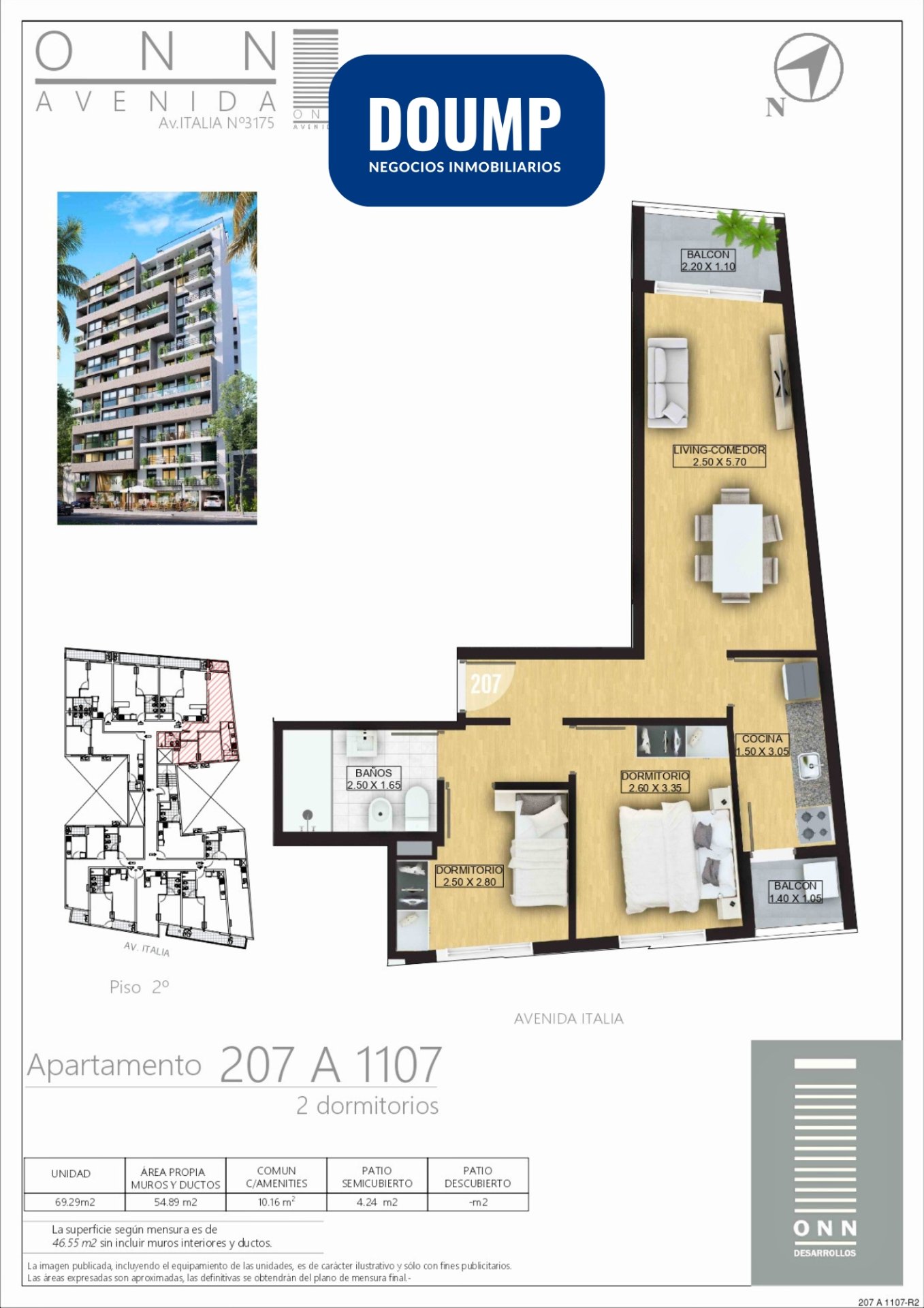 La Blanqueada 2 dormitorios, 4to piso, orientación norte - Imagen 2